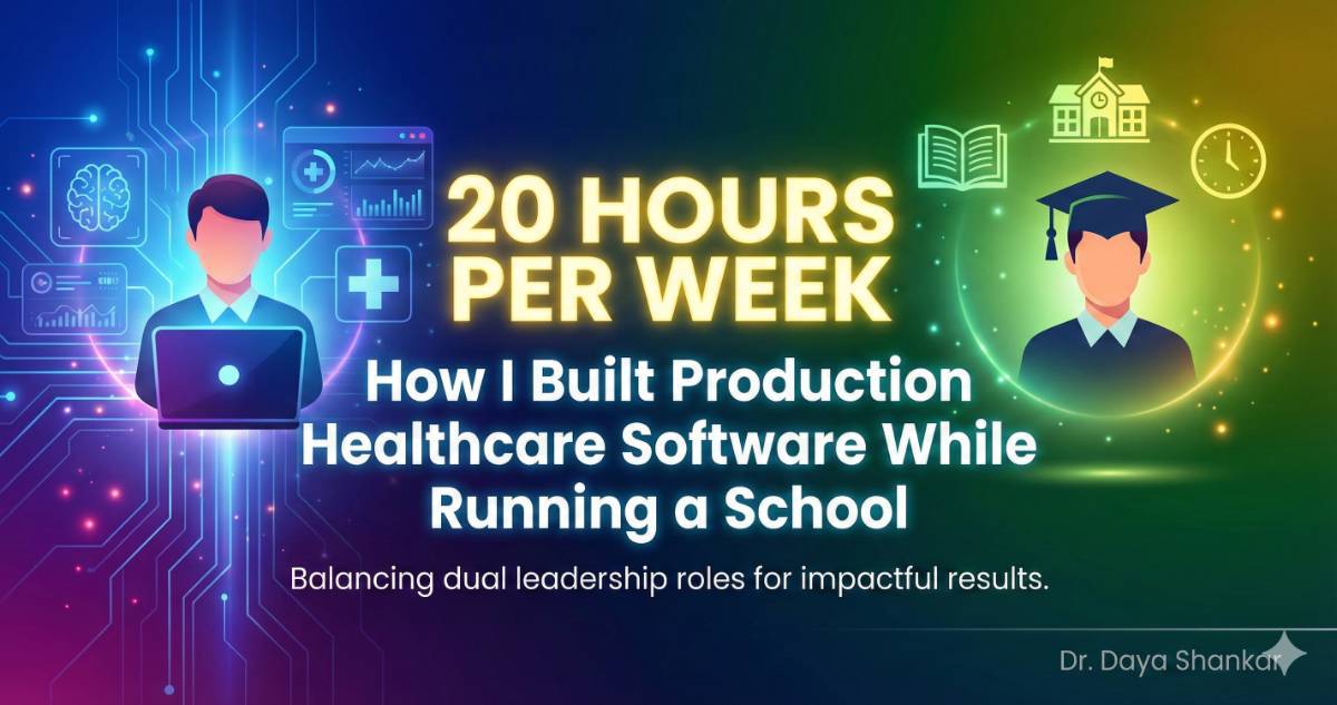 20 Hours Per Week: How I Built Production Healthcare Software While Running a School | Dr. Daya Shankar